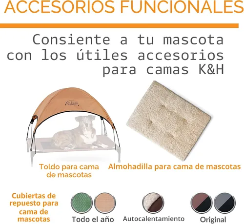 Vista 6 de K&H - Cama elevada para perros para exteriores, cuna con refuerzo, tamaño mediano, 32 x 25 pulgadas, color carbón Pet Cot for Medium & Large Pets