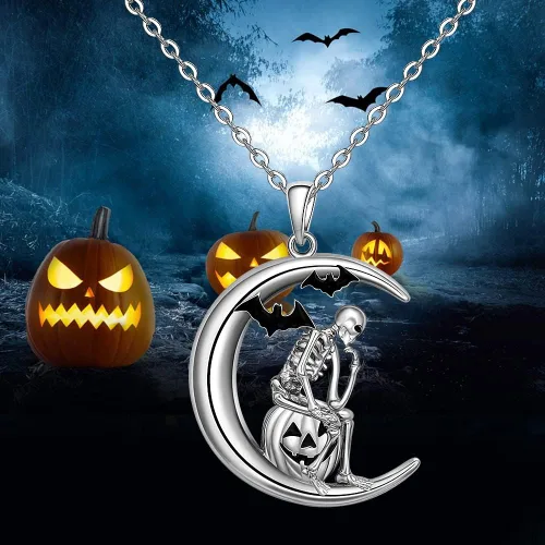 Vista 7 de Flamingo Necklace Halloween Skeleton Cat Necklace Turtle Axolotl Hummingbird Necklaces for Women 925 Sterling Silver Cute Animal Jewelry Christmas