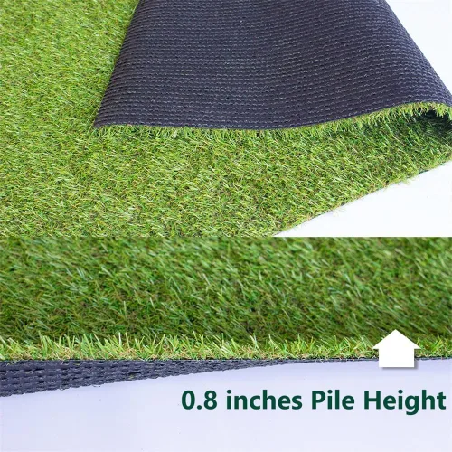 Vista 4 de Alfombra de césped artificial realista, para interiores y exteriores, para mascotas, alfombra sintética gruesa para jardín, patio, balcón, 2 x 7 pies
