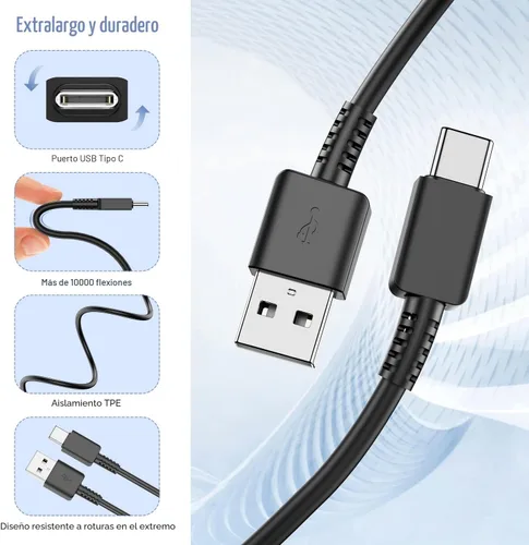 Vista 5 de Para Samsung Galaxy S10/S9/S8 Paquete de 2 cargadores de teléfono Android adaptativos con USB tipo C cable de carga rápida para Galaxy