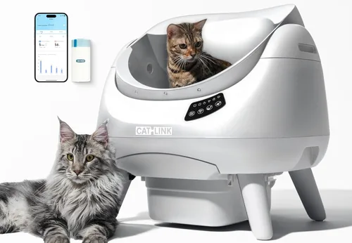 Vista 10 de CATLINK Caja de arena para gatos de autolimpieza Open-X, 5G y 2.4G WiFi Gris