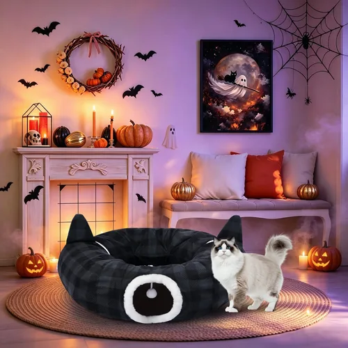 Vista 5 de Túnel para gatos de Halloween, 33.8 pulgadas, cueva para gatos