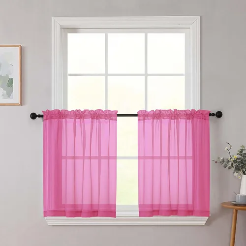 Vista 140 de 2 paneles de cortinas traslúcidas blancas para dormitorio, sala de estar, 96 pulgadas de largo, modernas, suaves, ligeras, con bolsillo para barra