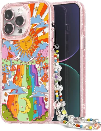 Vista 116 de Compatible para iPhone 13 Funda Bonita Estética - Funda para Teléfono Rosa con Purpurina con Protector de Cámara - Diseño de Cubierta