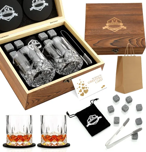 Vista 12 de Juego de regalo de piedras de whisky, juego de 2 vasos de whisky, rocas de whisky de granito, juego de caja de whisky escocés, el mejor regalo
