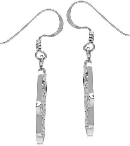 Vista 3 de Silvershake Aretes de plata de ley 925 con diseño de mal de ojo en Hamsa, joyería con símbolo protector para mujer