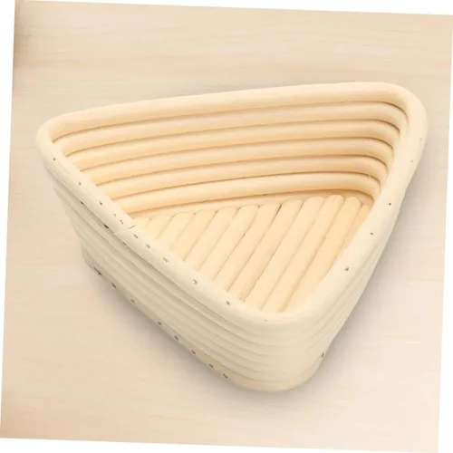 Vista 3 de HEMOTON Cesta de prueba tejida a mano, 2 unidades, triangular, suministros para hornear, color caqui, para panaderos caseros para masa madre
