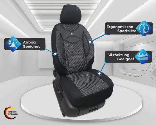Vista 8 de BREMER SITZBEZÜGE Custom Car Seat Covers Compatible with VW T5 Multivan Driver & Passenger Set from 2003-2015 / Car Seat Covers Protective Cover 115
