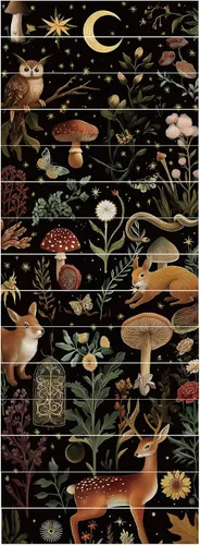Vista 7 de PLIGREAT 15 tiras de calcomanías de animales del bosque negro para escaleras, adhesivas y autoadhesivas, para peldaños de escaleras, decorativas