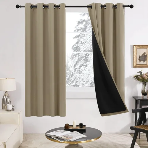 Vista 34 de Deconovo cortinas blackout 100 % con forro totalmente negro con aislamiento térmico de doble capa, oscurecimiento de la habitación, ahorro