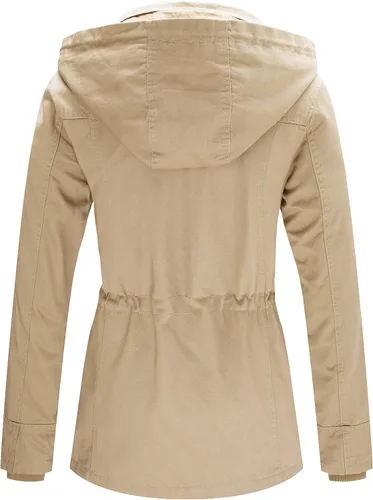 Vista 2 de WenVen Chaqueta militar de algodón para mujer, ligera, informal, con capucha, Anorak