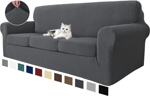 Vista 58 de MAXIJIN 2 piezas de fundas para silla con brazos, funda para silla de sofá para sala de estar, funda elástica para perros para una silla con 1 cojín