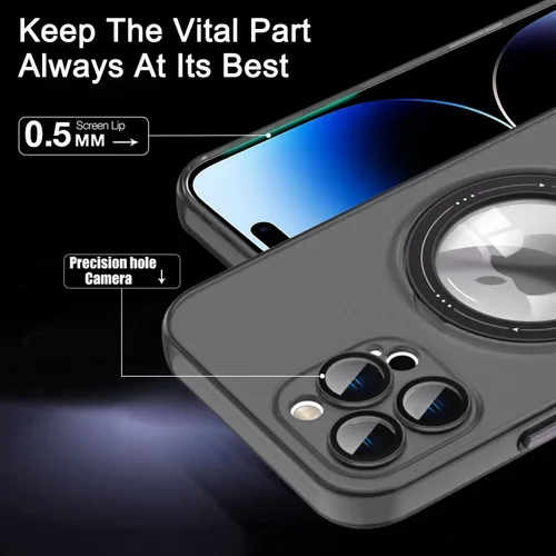 Vista 3 de Funda magnética para iPhone 14 Pro, con anillo de soporte, [compatible con Magsafe] [protección de cámara] grado militar a prueba de golpes