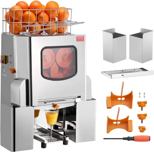 Vista 13 de VEVOR Exprimidor eléctrico de cítricos, exprimidor de jugo de naranja con conos de jugo de dos tamaños, máquina de jugo de naranja de acero