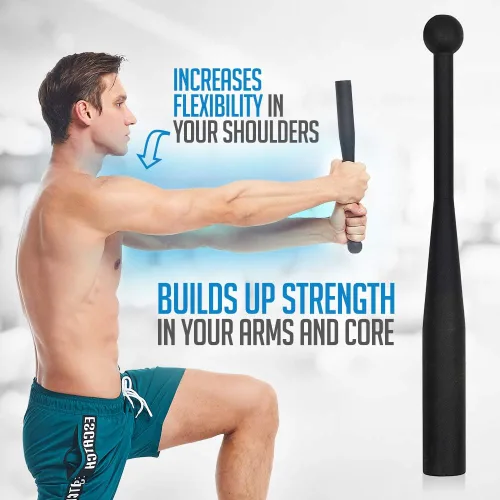 Vista 4 de Logest Steel Mace Club de Ejercicio - Mazas Indias de Acero Resistente Perfectas para Entrenamiento de Fuerza y Rehabilitación Mejora el Agarre
