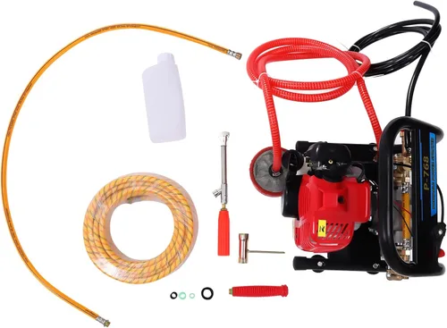 Vista 6 de Pulverizador de polvo de niebla de alta presión de 26CC de 2 tiempos, máquina de pulverización agrícola de gasolina de mano 0.9HP, pulverizador a