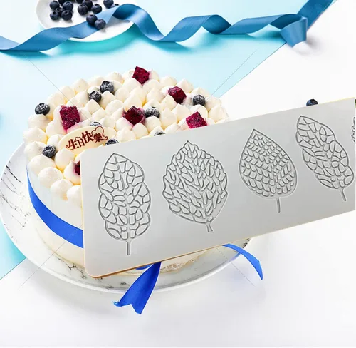 Vista 5 de Molde de encaje de fondant de hojas huecas, molde de encaje de silicona con formas de flores de múltiples hojas, molde de silicona 3D, molde