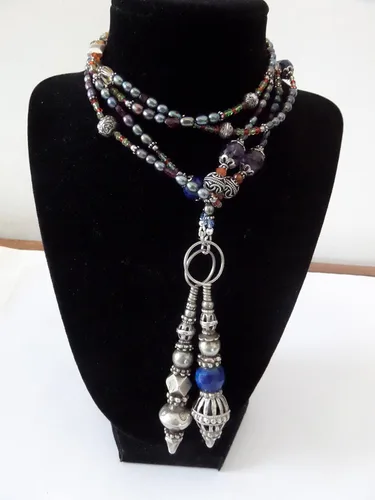 Vista 6 de Freshwater Pearl, Crystal Lariat Necklace