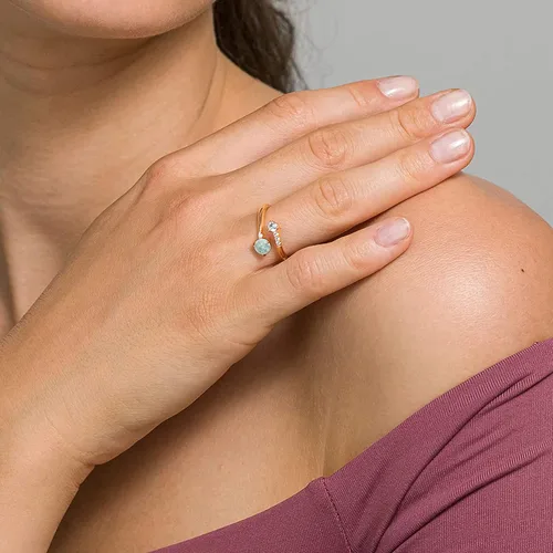 Vista 8 de PAVOI 14K Gold Plated Adjustable Created Opal Rings - Stacking Rings for Women