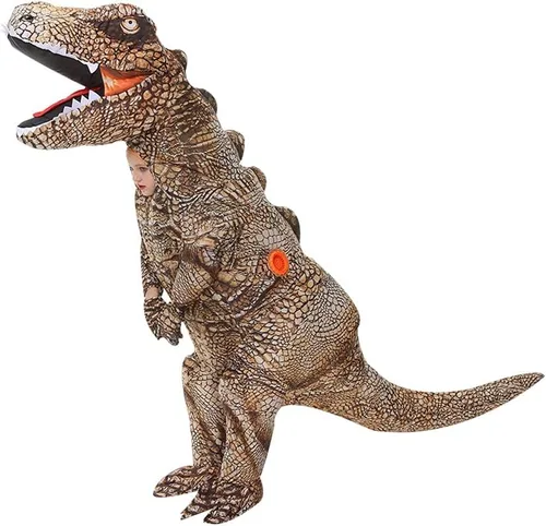 Vista 8 de KOOY Disfraz inflable,Dinosaurio T REX de Halloween para niños,Trajes inflables de cuerpo completo