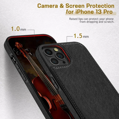 Vista 6 de LOHASIC Funda diseñada para iPhone 13 Pro con MagSafe, clásica y elegante piel suave agarre antideslizante a prueba de golpes, funda protectora