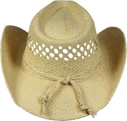 Vista 2 de Sombrero de vaquero bohemio con concha de corazón, paja natural Toyo, ala moldeable
