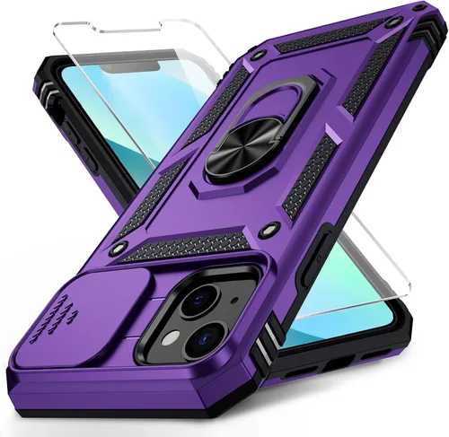 Vista 7 de Funda para iPhone 13 Mini con cubierta para lente de cámara, protector de pantalla HD, protección contra caídas de grado militar de 10 pies, soporte