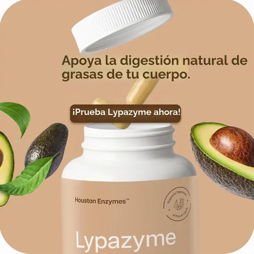 Vista 8 de Houston Enzymes Lypazyme - 120 cápsulas - Formulado profesionalmente con 3 enzimas lipasa diferentes - Apoya la descomposición completa