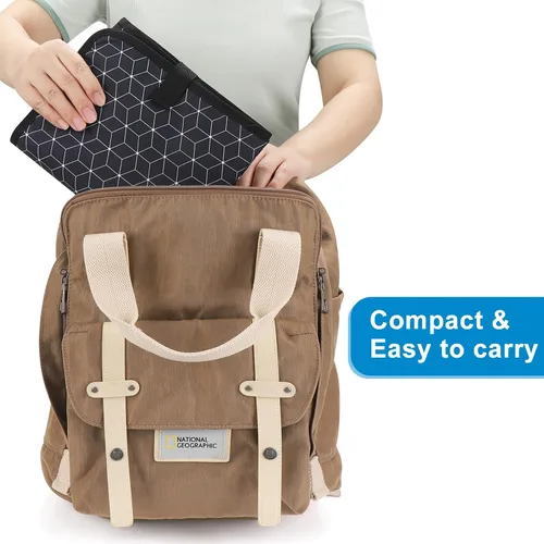 Vista 4 de Accmor Cambiador de pañales portátil, tapete cambiador de bebé impermeable, plegable y portátil, cambiador de viaje para bebé, negro