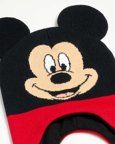 Vista 4 de Disney Conjunto de sombrero de invierno de Mickey Mouse y 2 pares de guantes o guantes (edad 2-7)