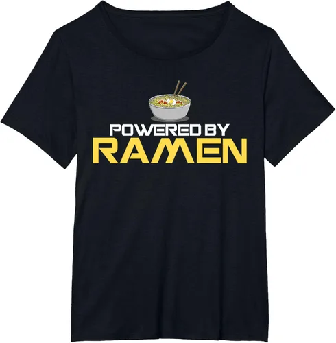 Vista 68 de Camiseta de fideos de anime japoneses Powered By Ramen, Negro, S