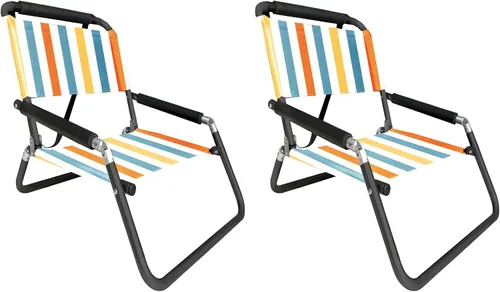 Vista 13 de Neso - Paquete de 2 sillas de playa ligeras resistentes al agua con correa para el hombro y bolsillo deslizante, se pliega delgada (Aqua Fronds)