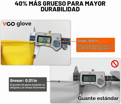 Vista 2 de Vgo... 2 pares de guantes reutilizables para el hogar, guantes de goma para lavar platos, extragruesos, de mangas largas, para limpieza de cocina