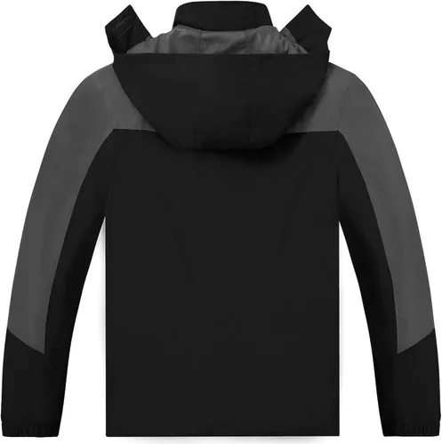 Vista 2 de TEZO Chaqueta impermeable para hombre con capucha rompevientos ligera