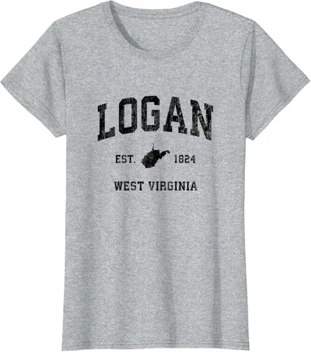 Vista 20 de Logan West Virginia WV - Camiseta deportiva clásica negra, Gris