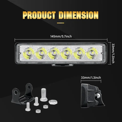 Vista 2 de Willpower 1 pieza 18W 15 cm LED Luz de Trabajo Luz de Foco Barra de Luz LED de Fila Única 12V 24V Super Delgada Luces de Conducción Todoterreno