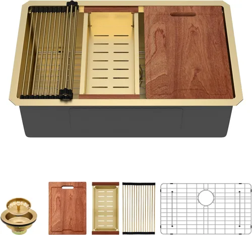Vista 10 de Lordear - Fregadero de barra de 12 pulgadas bajo montaje, estación de trabajo, calibre 16, T304, 12 x 15, acero inoxidable, fregadero de cocina
