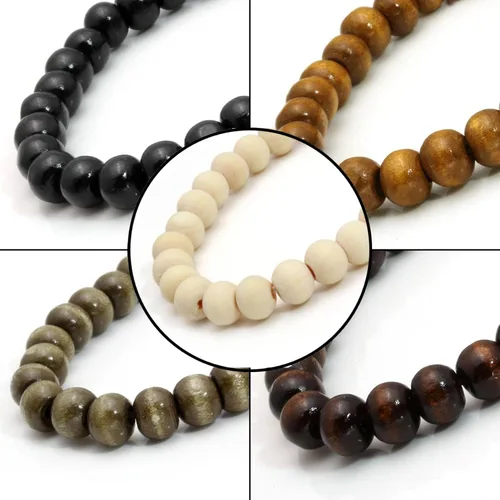 Vista 3 de MILAKOO 5 pulseras elásticas de madera con cuentas para hombres y mujeres