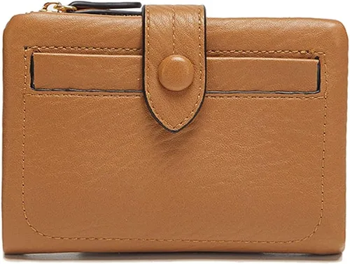 Vista 7 de Carteras pequeñas de triple pliegue para mujer, carteras Rfid para mujer, billeteras plegables de cuero para mujer, portatarjetas compactas