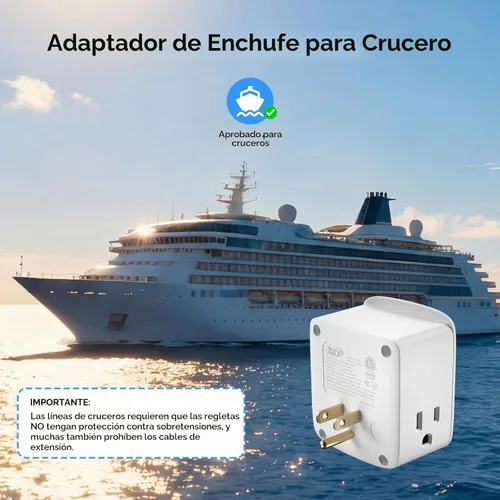 Vista 4 de Extensor de toma de pared de enchufe múltiple, adaptador divisor de salida