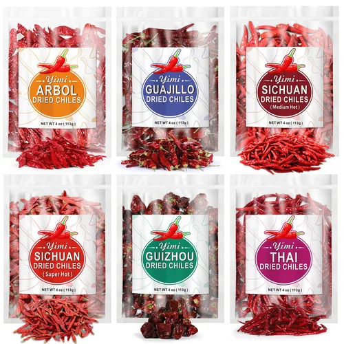 Vista 13 de Pimientos rojos secos de Yimi, especias picantes medias para la cocina multi 10,7 onzas