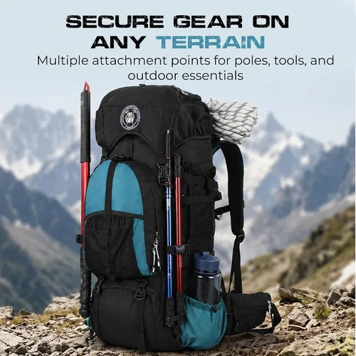 Vista 10 de Expedition - Mochila de senderismo con marco interno de 80 litros, ligera, impermeable, mochila de senderismo y campamento con cubierta para lluvia