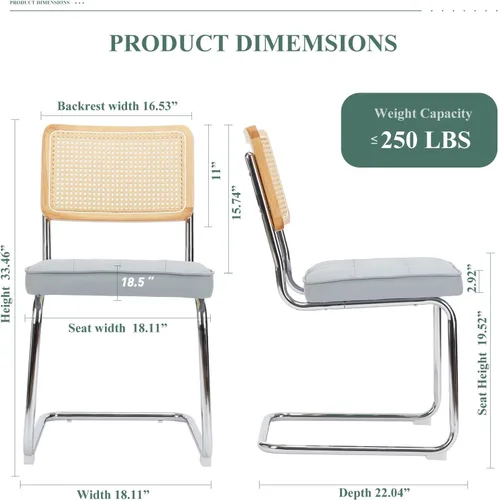Vista 2 de COLAMY VCZ-T108-Grey-L-2Sets de sillas de comedor de piel faxu, juego de 4, L-gris