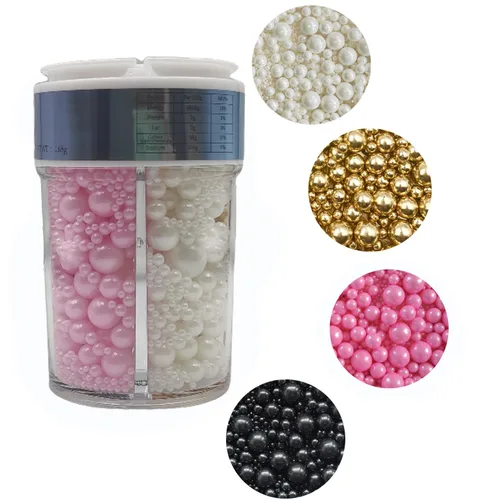 Vista 5 de Perlas negras comestibles en 5 tamaños de chispas de azúcar de 4.59 oz/4.6 onzas, 2,4,7,10,12 in, perlas de caramelo para decoración de pasteles