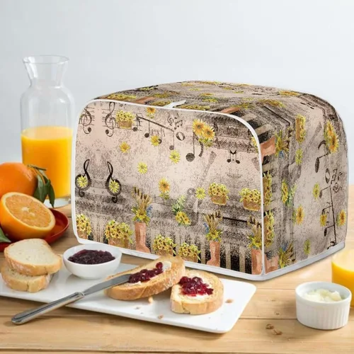 Vista 5 de Fundas decorativas para tostadora de notas musicales otoñales de 2 rebanadas para electrodomésticos de cocina pequeños, cubierta reversible