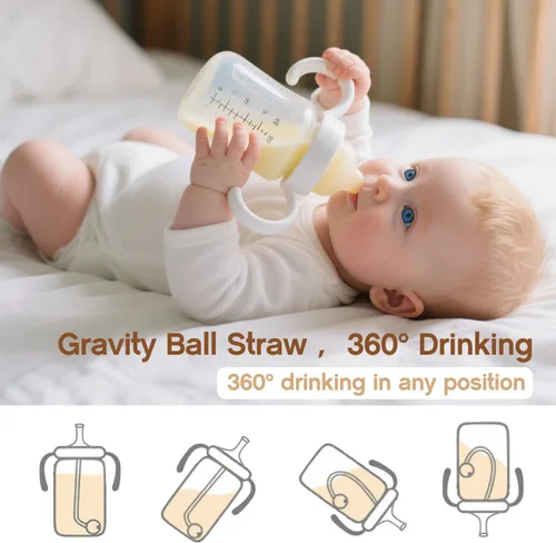 Vista 5 de Kit de conversión de vasos para sorber de paja para biberones de cuello ancho Dr Browns, kit de transición de tazas para sorber con parte superior