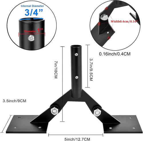 Vista 4 de Soporte de techo de acero para veleta de jardín con hardware, montaje de paletas ajustables para techos