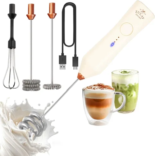 Vista 19 de Zulay Milk Boss Espumador de leche potente manual, hace espuma para latte, batidor para mezclar bebidas, café, miniespumador para capuchino, frappé
