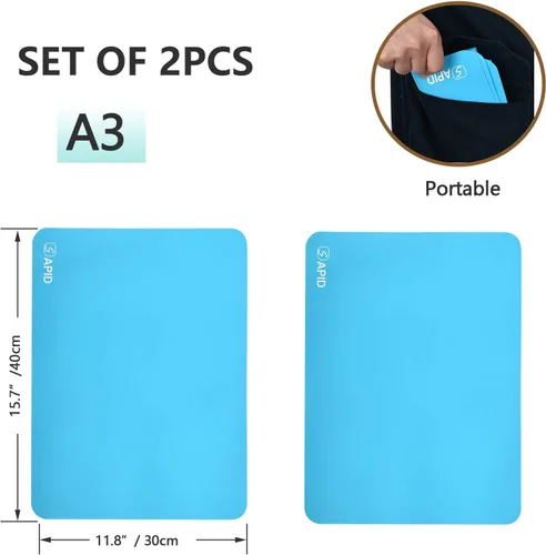 Vista 3 de Sapid 2 tapetes de silicona gruesa para manualidades, hoja de silicona antiadherente para resina epoxi, molde de joyería, tapetes de pintura