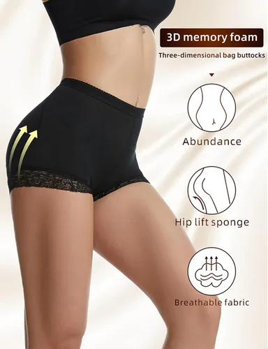 Vista 2 de Bragas falsas para mujer, levantador de glúteos, con relleno, control de cadera, ropa interior moldeadora